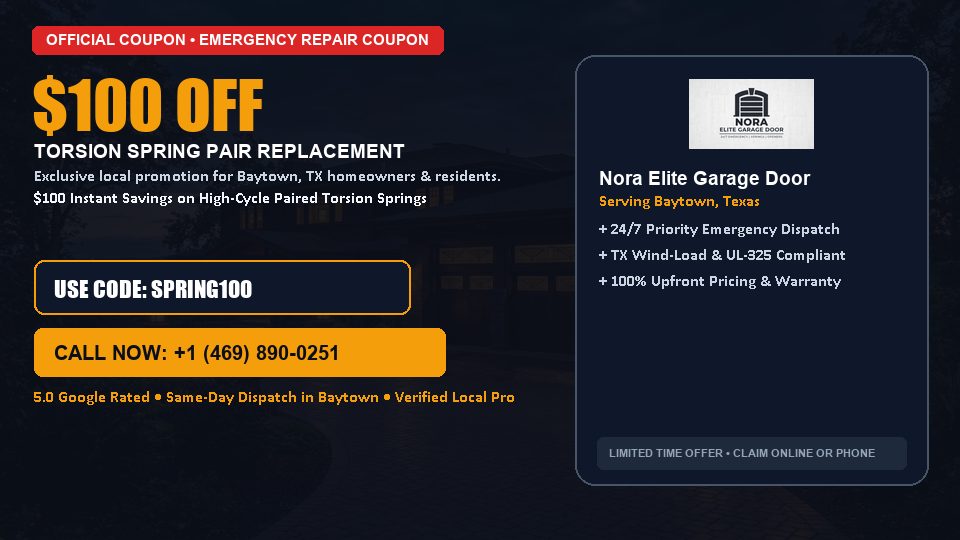 Nora Elite Garage Door $100 OFF Dual Torsion Spring Replacement